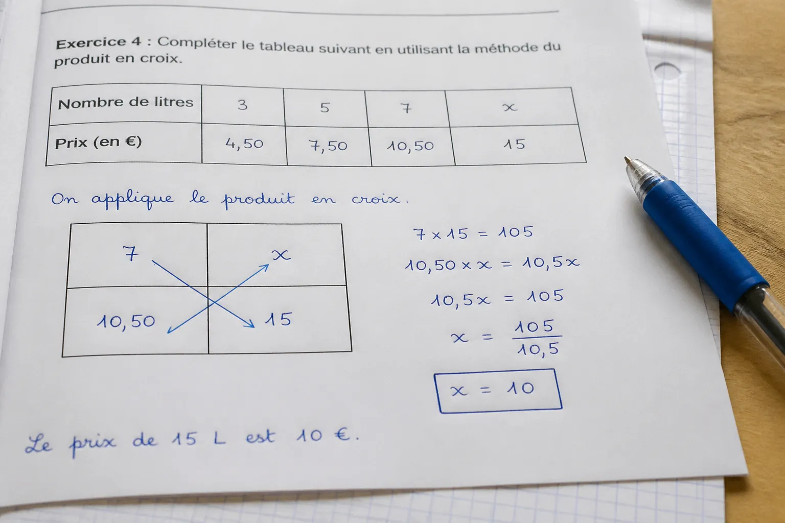 Produit en croix : la méthode pour remplir un tableau