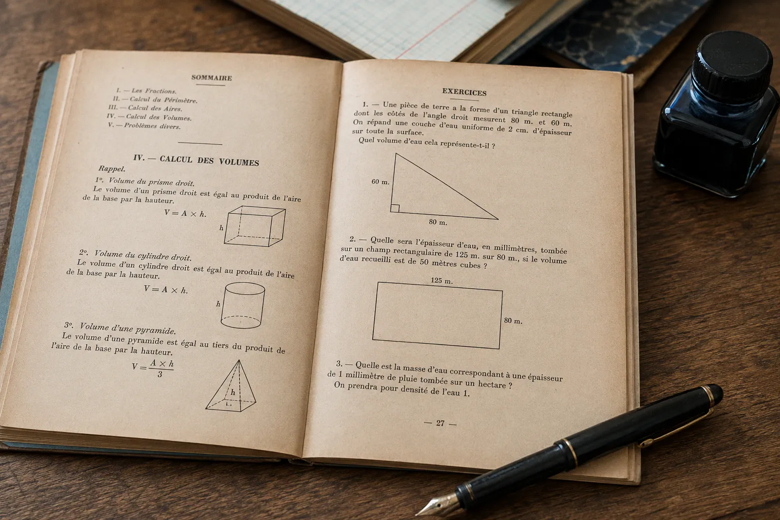 Rétro Math : résoudre un problème de volumes inspiré des anciens certificats d'études